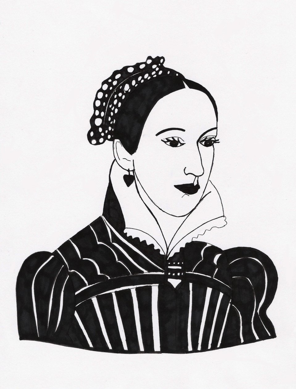 Maria Królowa Szkotów, 2017 (flamaster na papierze) autorstwa Daisy de Villeneuve