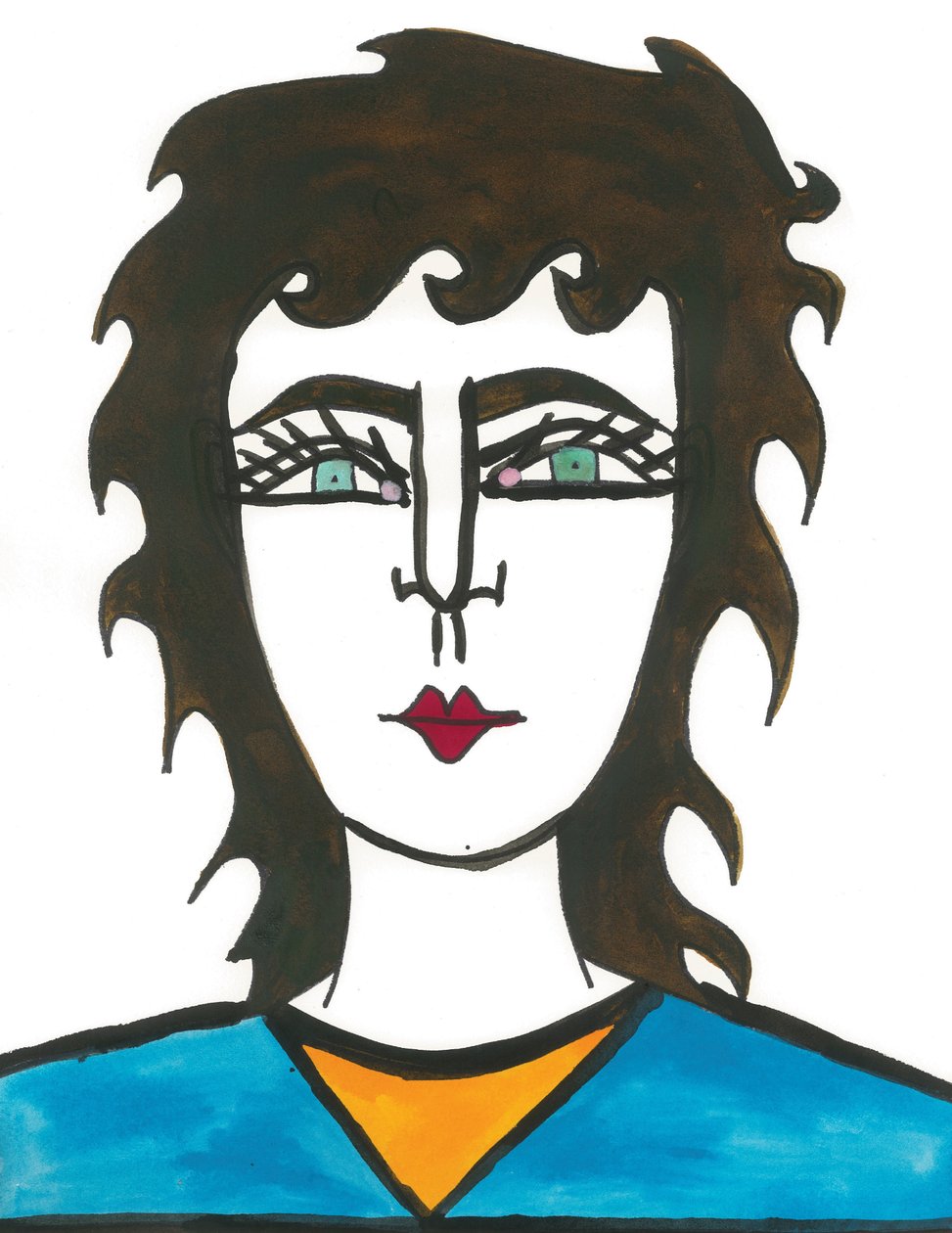 Mullet Hair, 2024 (pióro z farbą na papierze) autorstwa Daisy de Villeneuve