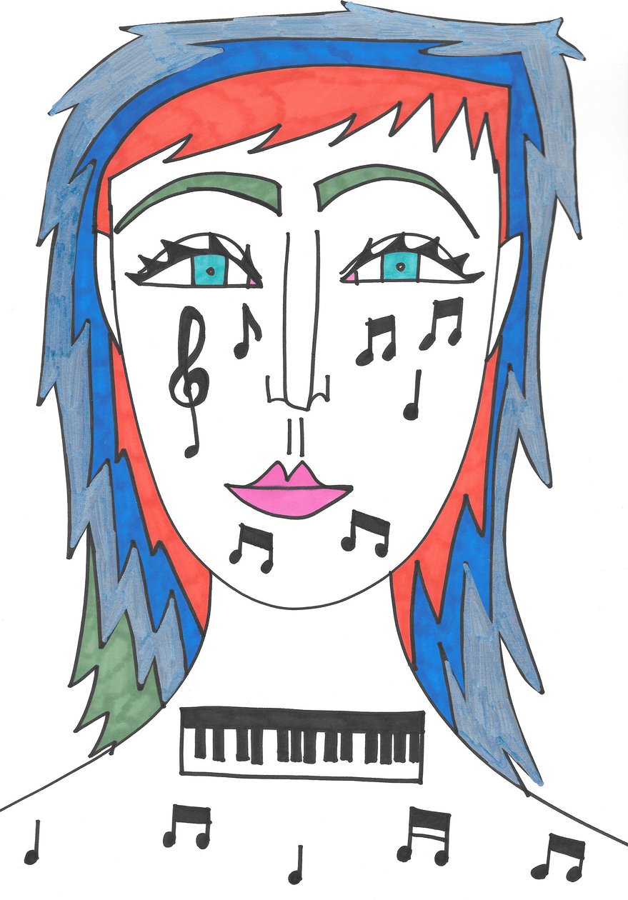 Muzyka (flamaster na papierze) autorstwa Daisy de Villeneuve