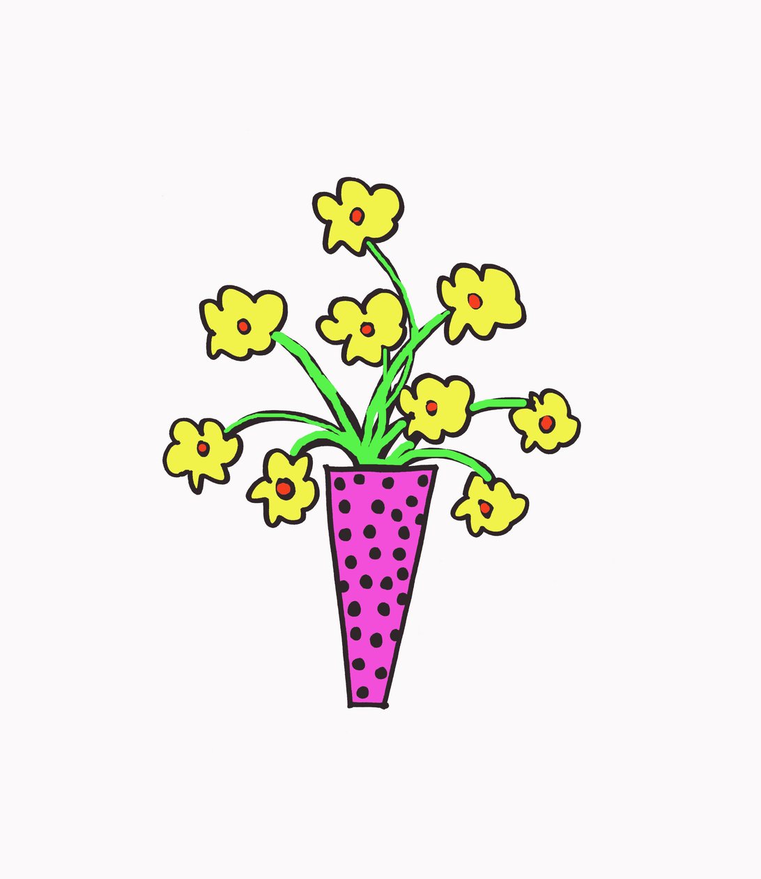 Wazon z kwiatami (pióro na papierze i Photoshop) autorstwa Daisy de Villeneuve
