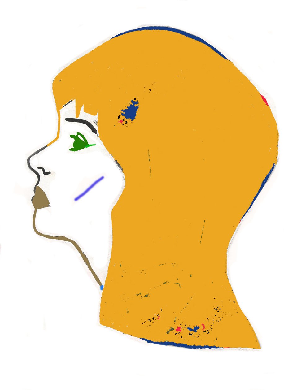 Żółta głowa, 2017 (flamaster na papierze) autorstwa Daisy de Villeneuve