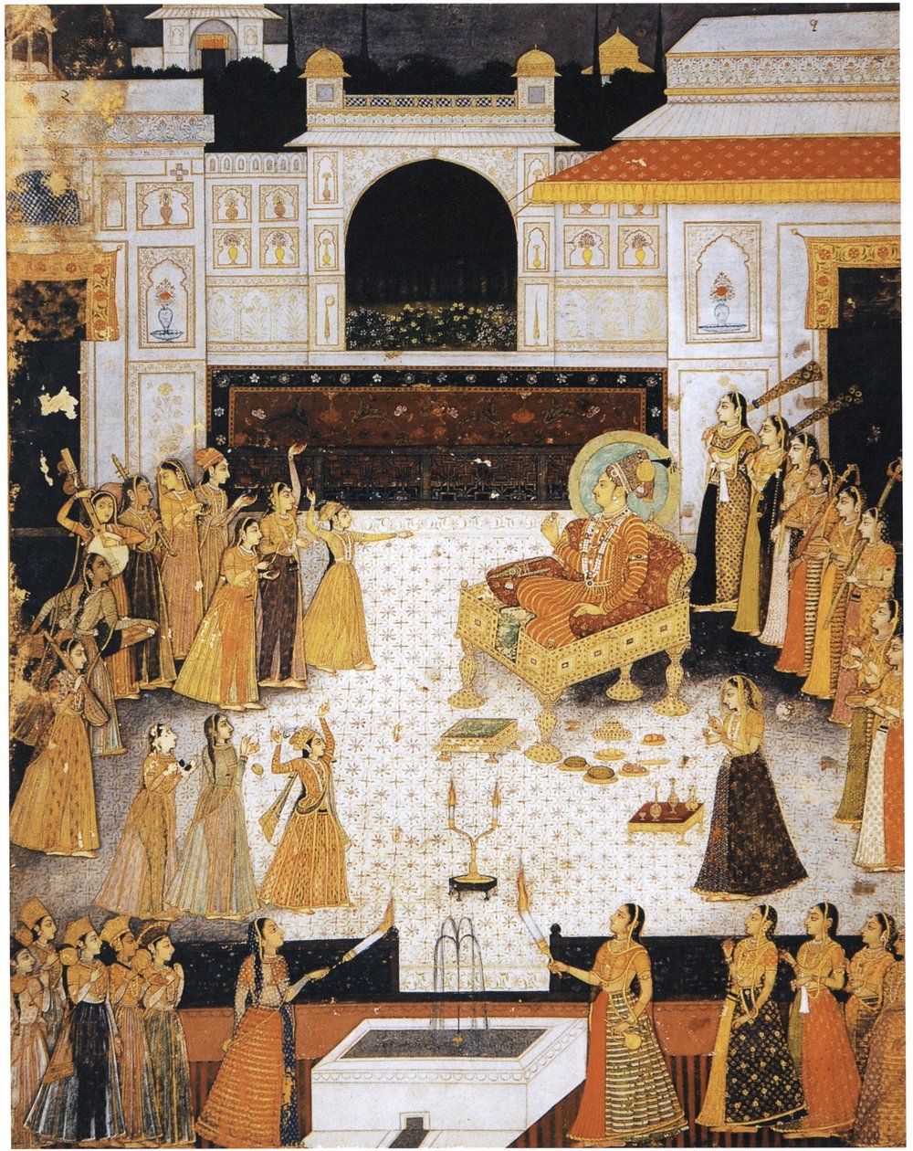 Maharadża Abhai Singh oglądający występ taneczny autorstwa Dalchand