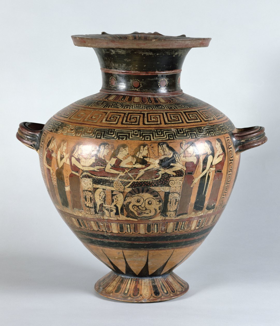 hydria czarnofigurowa przedstawiająca Nereidów opłakujących Achillesa, ok. 560-550 p.n.e. (ceramika) autorstwa Damon Painter