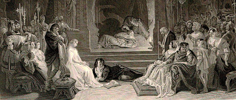 Scena gry Hamlet autorstwa Daniel Maclise
