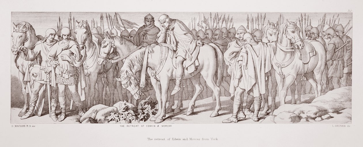 Wycofanie się Edwina i Morcara z Yorku, z „Historii podboju normańskiego”, sztychowanej przez L. Grunera, 1866 autorstwa Daniel Maclise