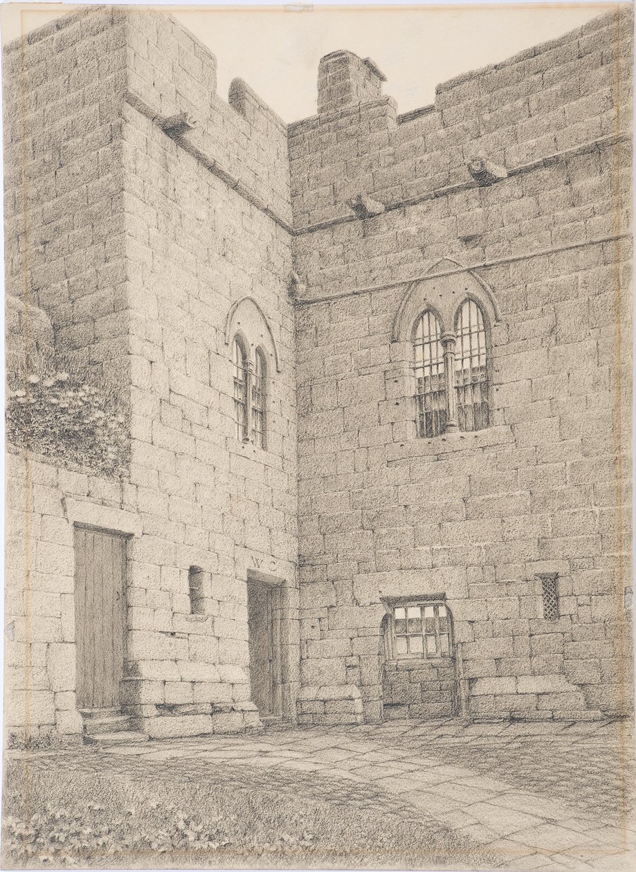 Zamek Aydon, ok. 1916 r. (węgiel drzewny na karcie) autorstwa Daniel Oliver