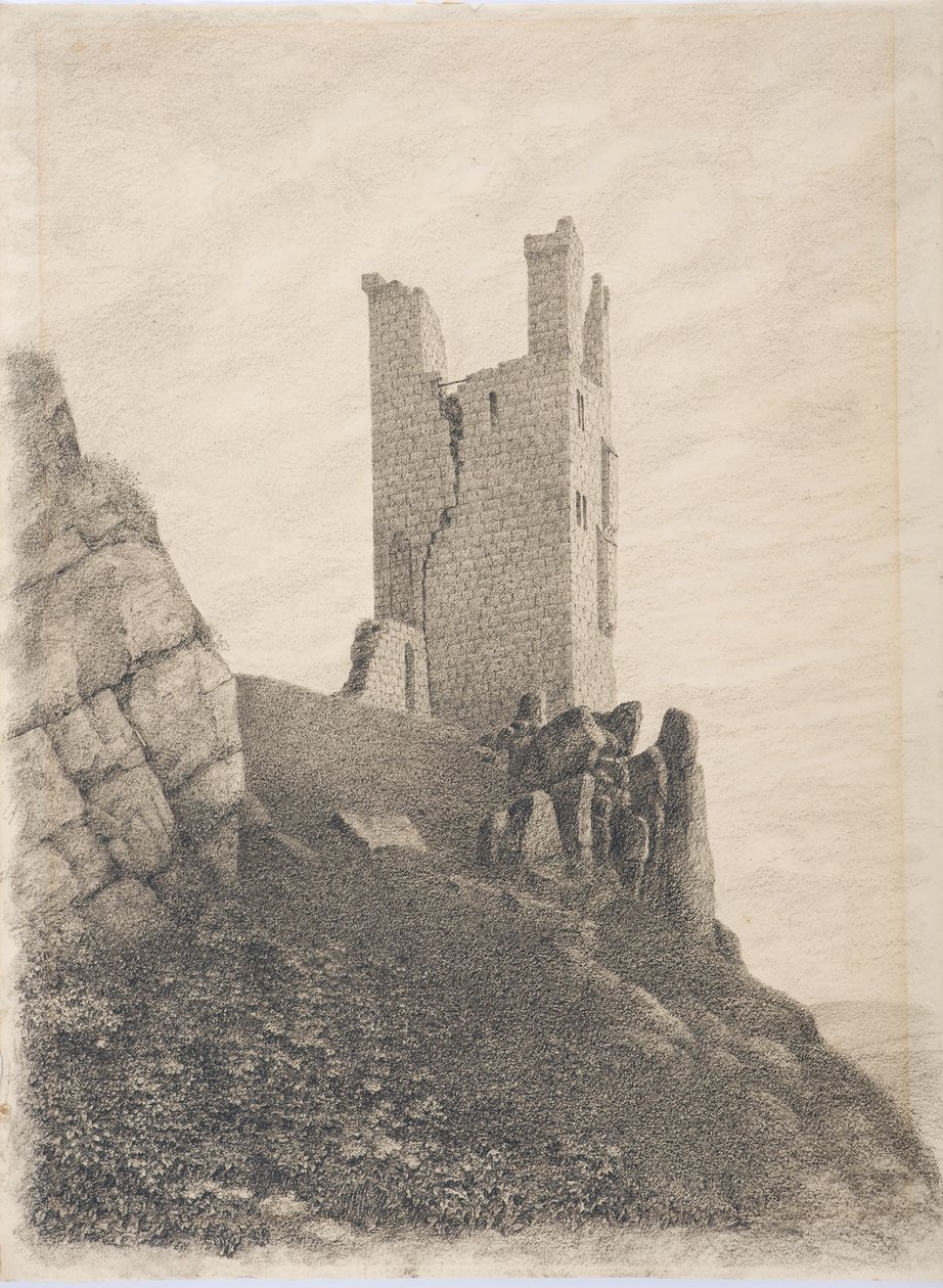 Lilburn Tower, Northumberland, ok. 1916 (węgiel drzewny na papierze) autorstwa Daniel Oliver