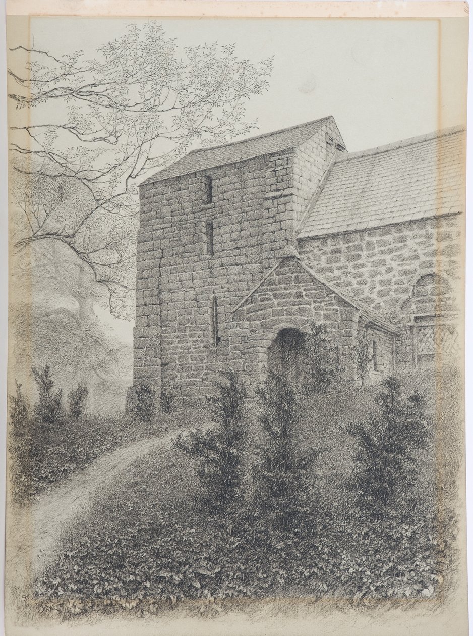 Kościół Ormside, Westmorland, ok. 1916 (węgiel na karcie) autorstwa Daniel Oliver
