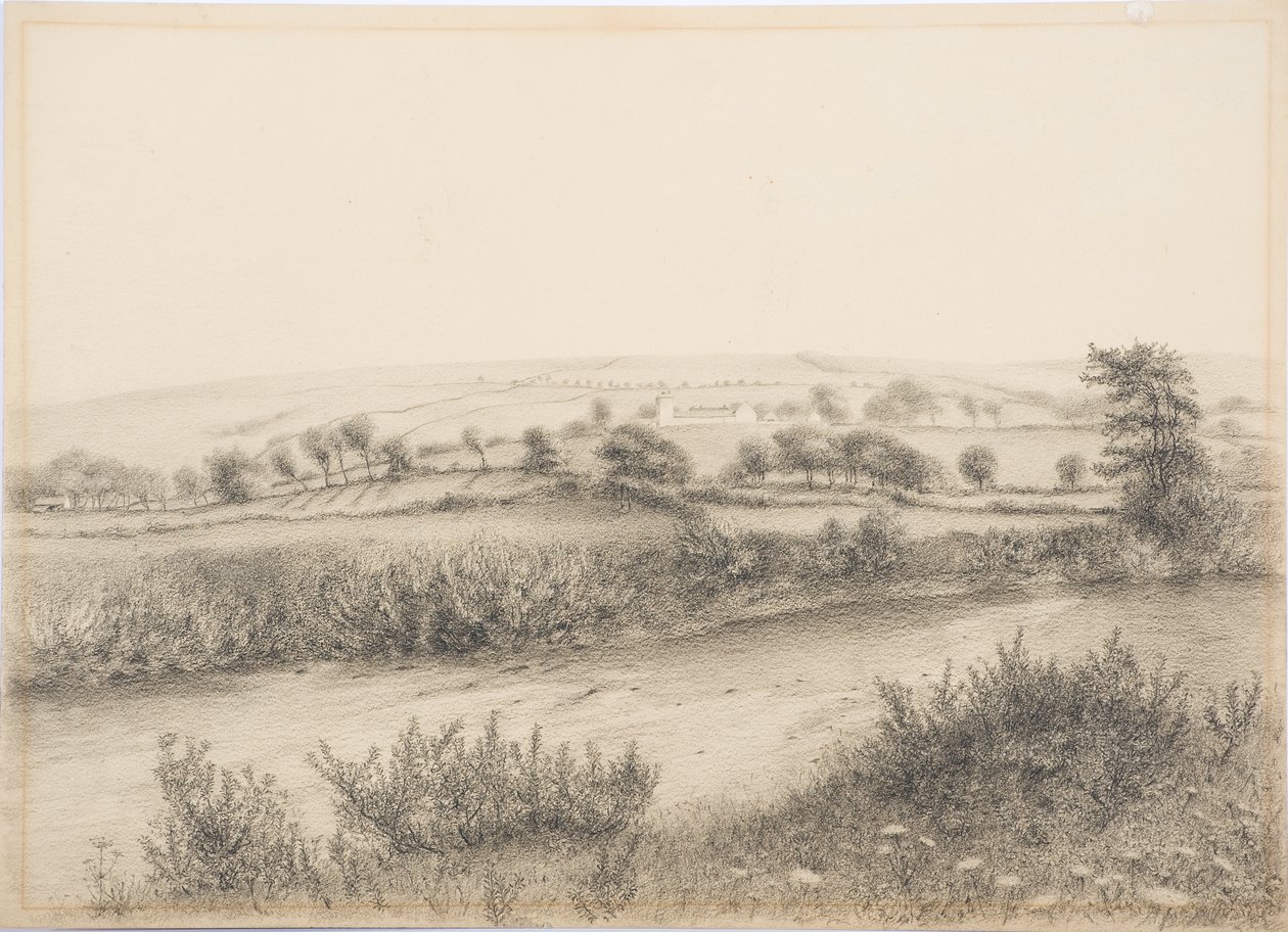 Willimoteswick, ok. 1916 (węgiel drzewny i ołówek na karcie) autorstwa Daniel Oliver