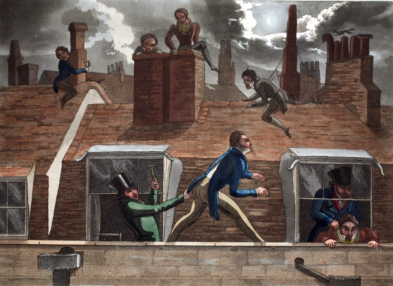 The Finishing Bore, ilustracja z „Fashionable Bores or Coolers in High Life” Petera Quiza, wyd. Thomas McLean, Londyn 1824 (ręcznie barwiony grawerunek) autorstwa Daniel Thomas Egerton
