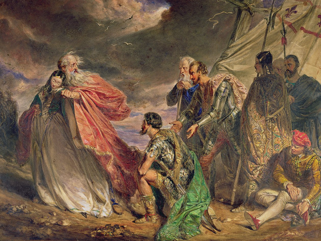 Lear i Cordelia, c.1843 (akwarela) autorstwa Daniel Maclise