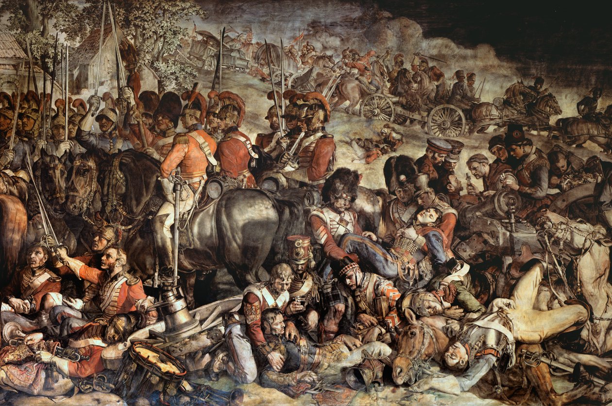 Spotkanie Wellingtona i Bluchera po Waterloo (malarstwo ścienne) (detal 200144) autorstwa Daniel Maclise