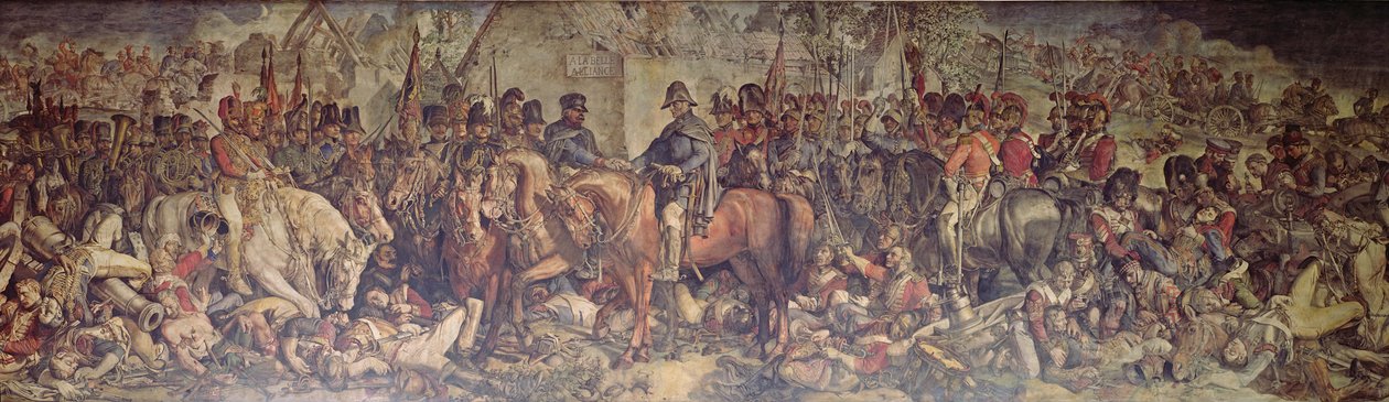 Spotkanie Wellingtona i Bluchera po Waterloo (malarstwo ścienne) autorstwa Daniel Maclise