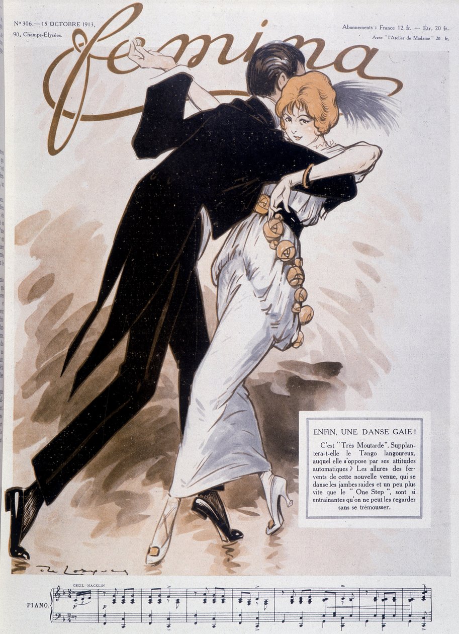 Para tańcząca tango - ilustracja Daniela De Losques (Henri Casimir Paul Thouroude) (1880-1915) - w „”Femina”” z 15.10.1913 autorstwa Daniel de Losques