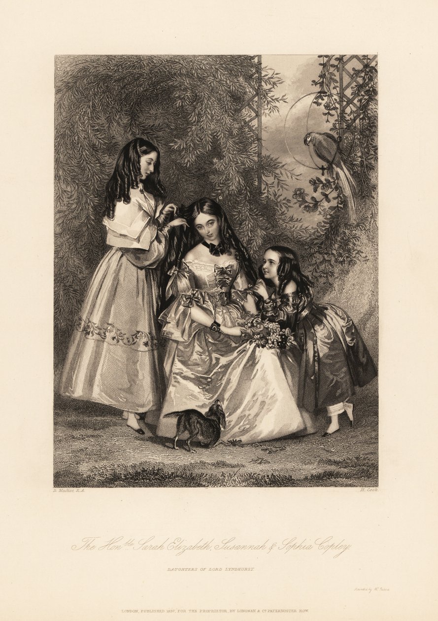 Sarah Elizabeth, Susannah i Sophia Copley, córki Johna Copley autorstwa Daniel (after) Maclise