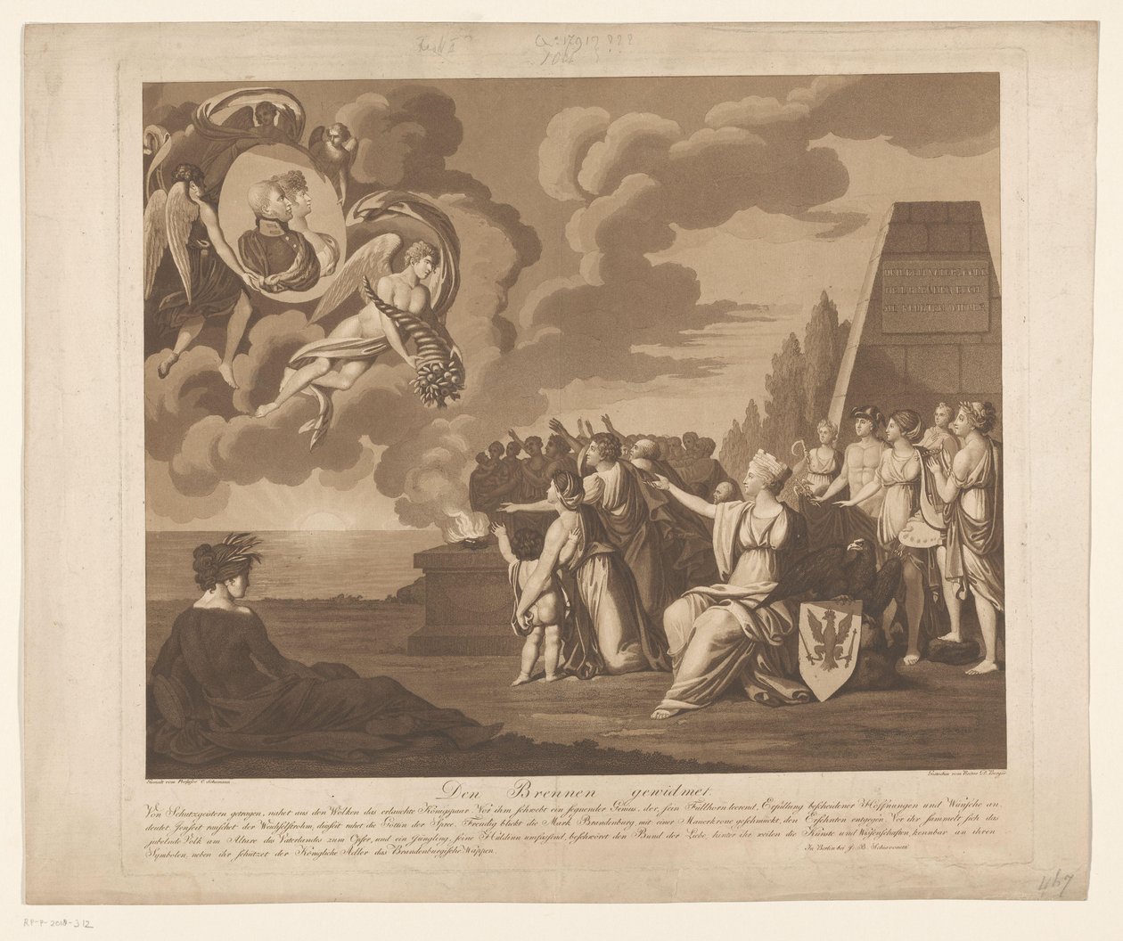 Alegoria małżeństwa (prawdopodobnie) Fryderyka Wilhelma III Prus z Ludwiką van Mecklenburg-Strelitz, 1793 Den Brennen Widmet (tytuł na obiekcie) autorstwa Daniel Berger