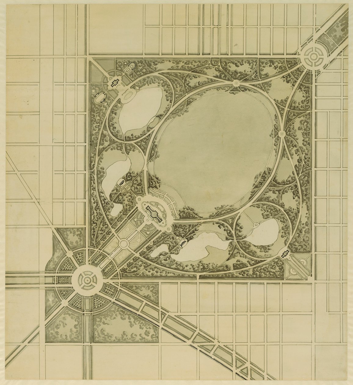 Plan Chicago, tablica 62, plan proponowanego parku, 1909. autorstwa Daniel Burnham