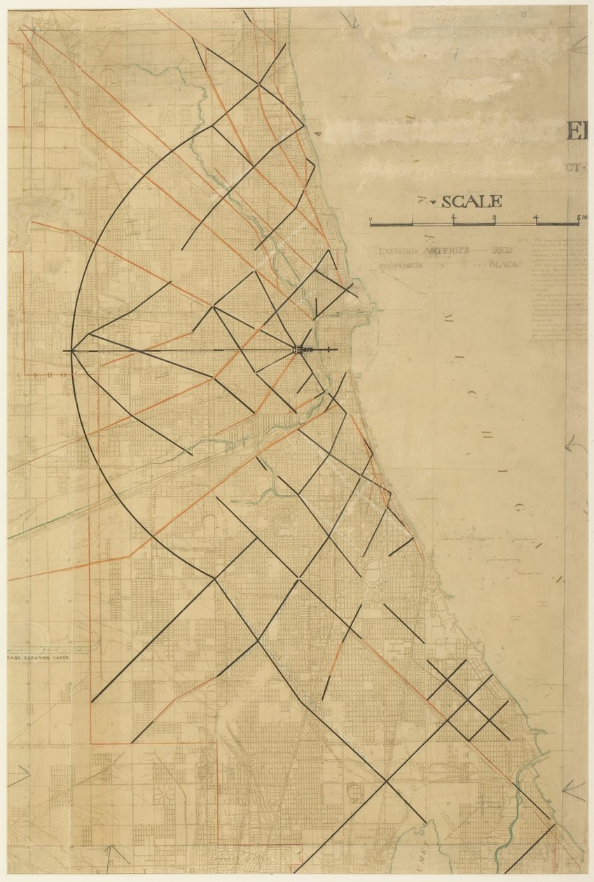 Tablica 91 z The Plan of Chicago, Chicago, Proposed Diagonal Arteries, 1909. autorstwa Daniel Burnham