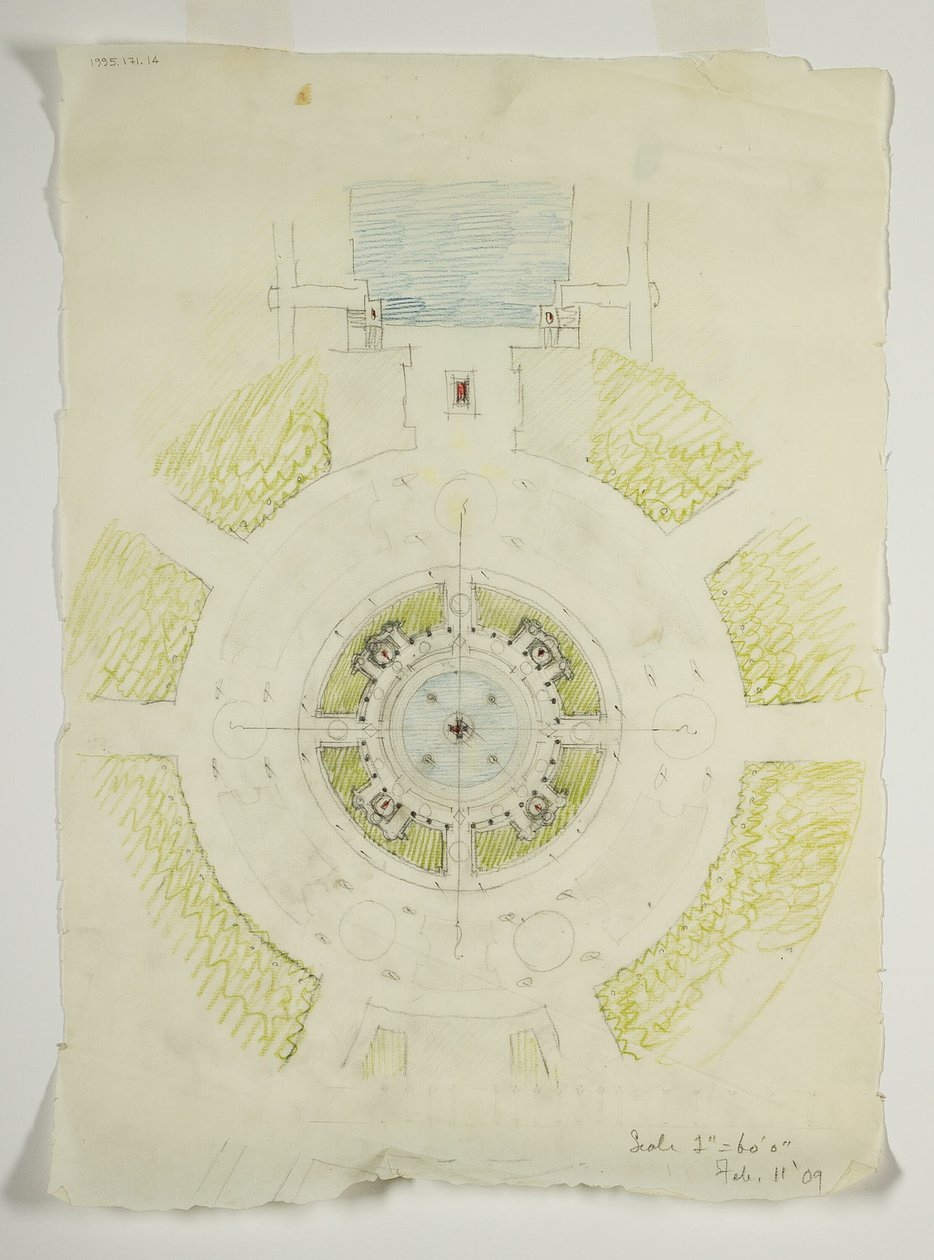 Potomac Round Point, Waszyngton D.C., Szkic planu okrągłego basenu, 1909. autorstwa Daniel Burnham