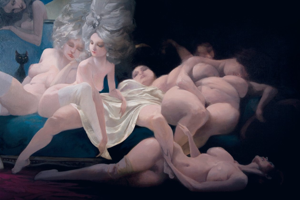 Młoda Panna Młoda i jej przyjaciele, detal, z Sinobrodego Charlesa Perraulta (1628-1703) autorstwa Daniel Cacouault