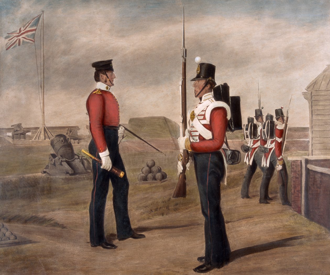 Major Thomas Egerton i wartownik, 77 Pułk (The East Middlesex), Portsmouth autorstwa Daniel Cunliffe