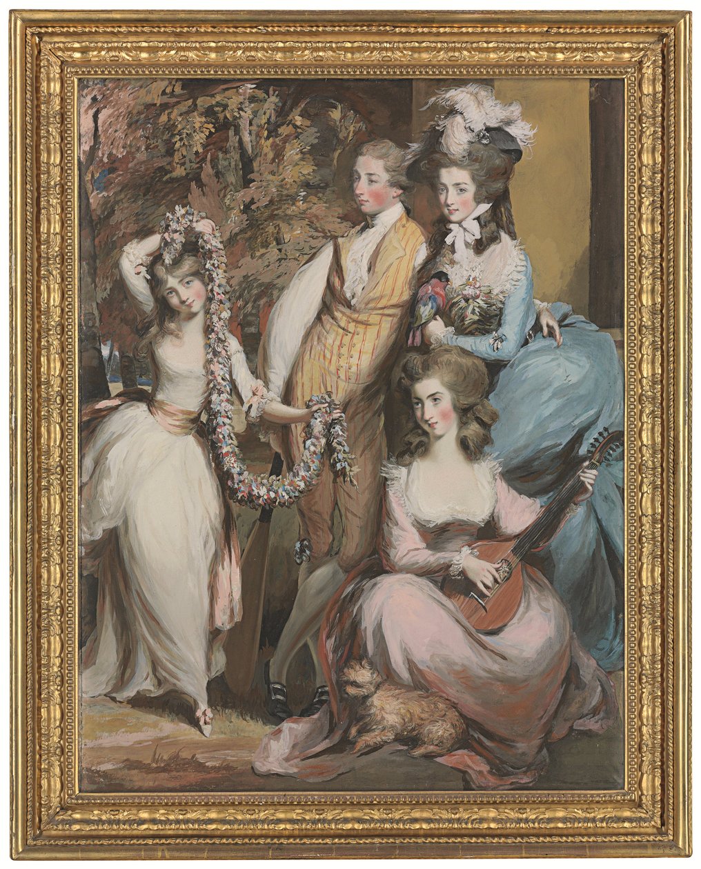 Pełnowymiarowy portret Mary Sturt z Crichel (1740-1807) stojącej z trójką najstarszych dzieci, Dianą, Mary i Humphrym (ołówek, pastel i akwarela) autorstwa Daniel Gardner