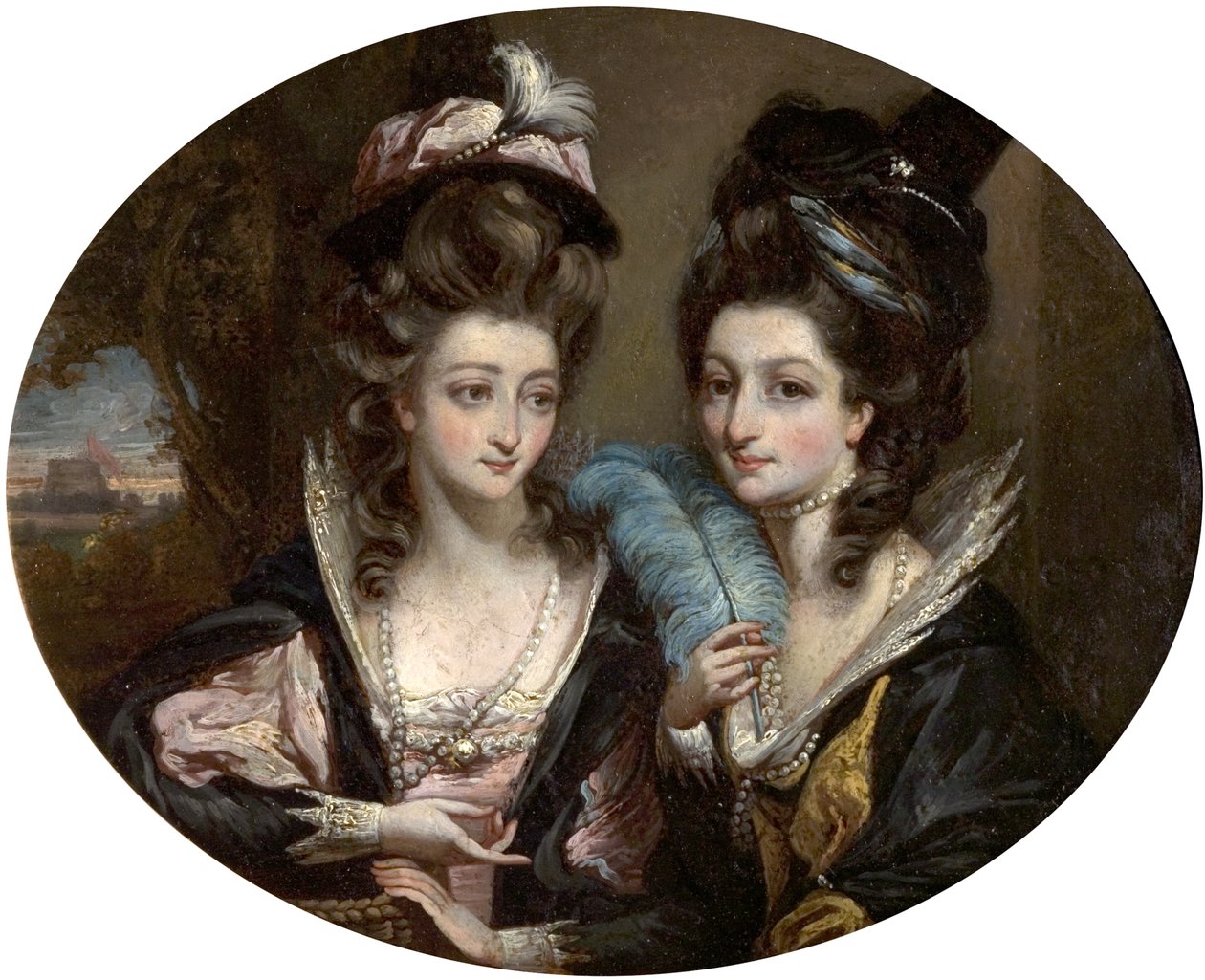 Pani Gwynne i pani Bunbury jako Wesołe Żony z Windsoru, ok. 1779 r. autorstwa Daniel Gardner
