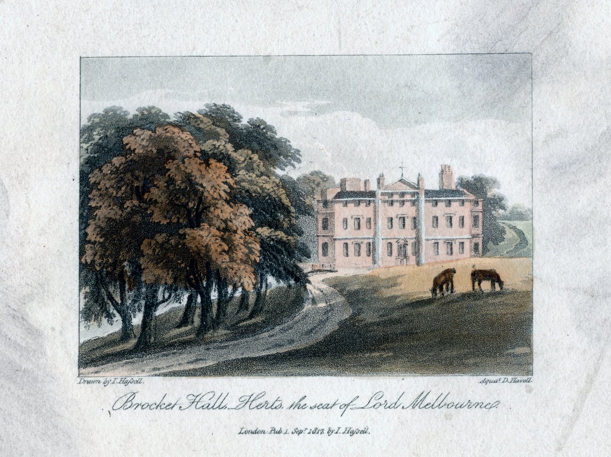 Brocket Hall, Herts, siedziba Lorda Melbourne, 1817. autorstwa Daniel Havell