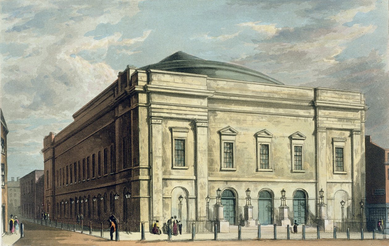 Theatre Royal, Drury Lane w Londynie, zaprojektowany przez Benjamina Wyatta w latach 1812, 1826 autorstwa Daniel Havell