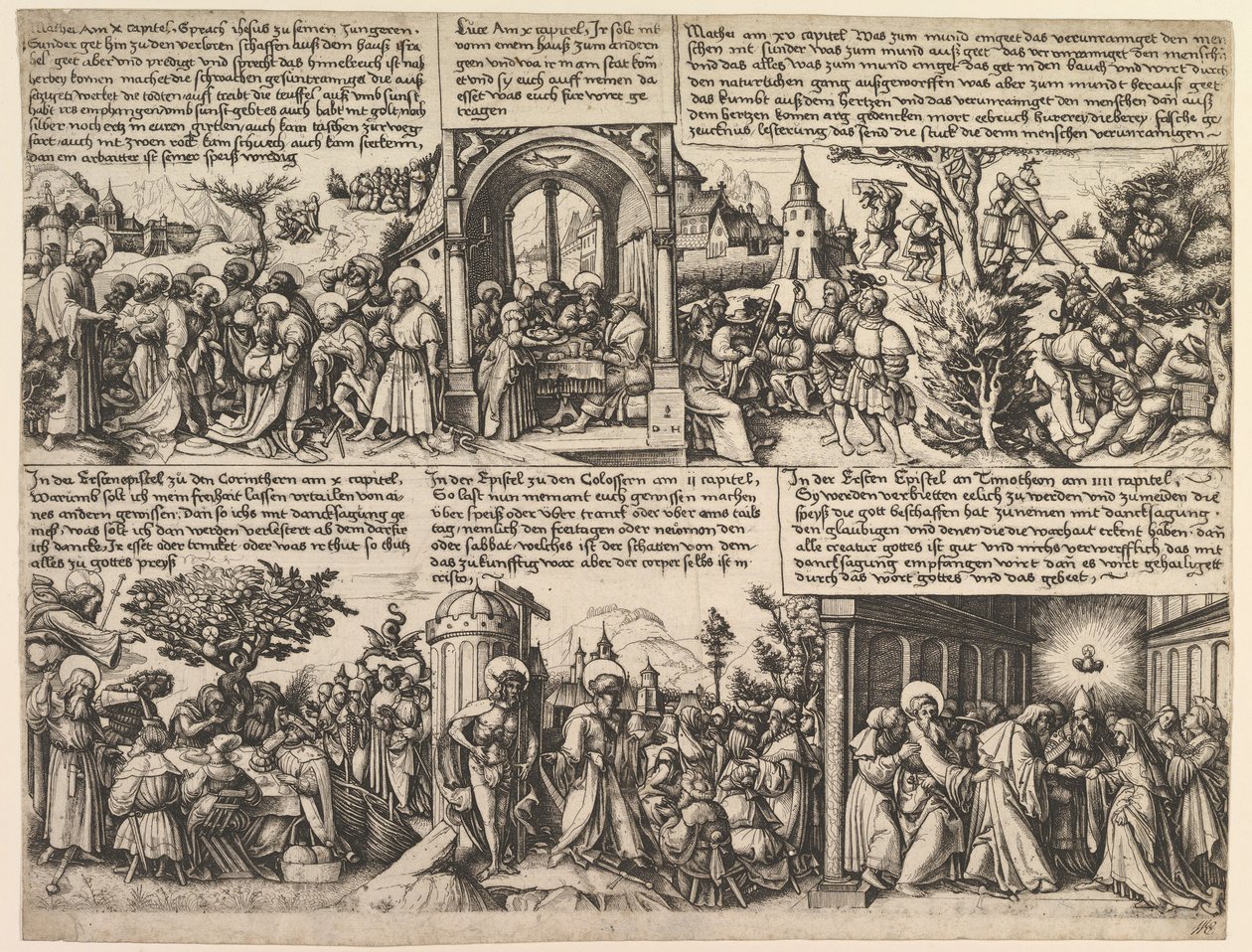 Różne sceny, z Ewangelii i z Acta Apostolorum, ca. 1530. autorstwa Daniel Hopfer