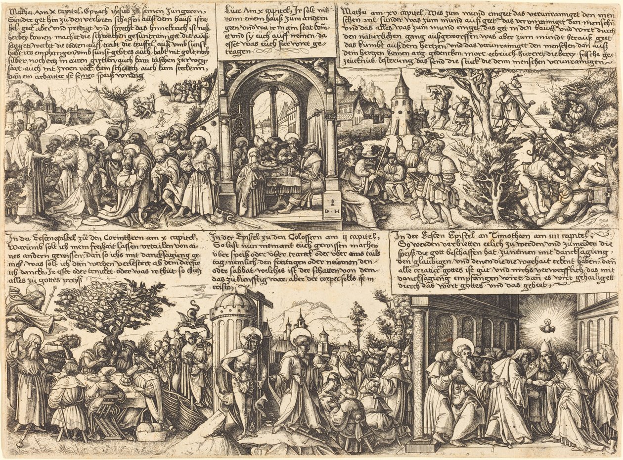 Jezus Chrystus daje misję Apostołom i innym scenom Nowego Testamentu autorstwa Daniel Hopfer