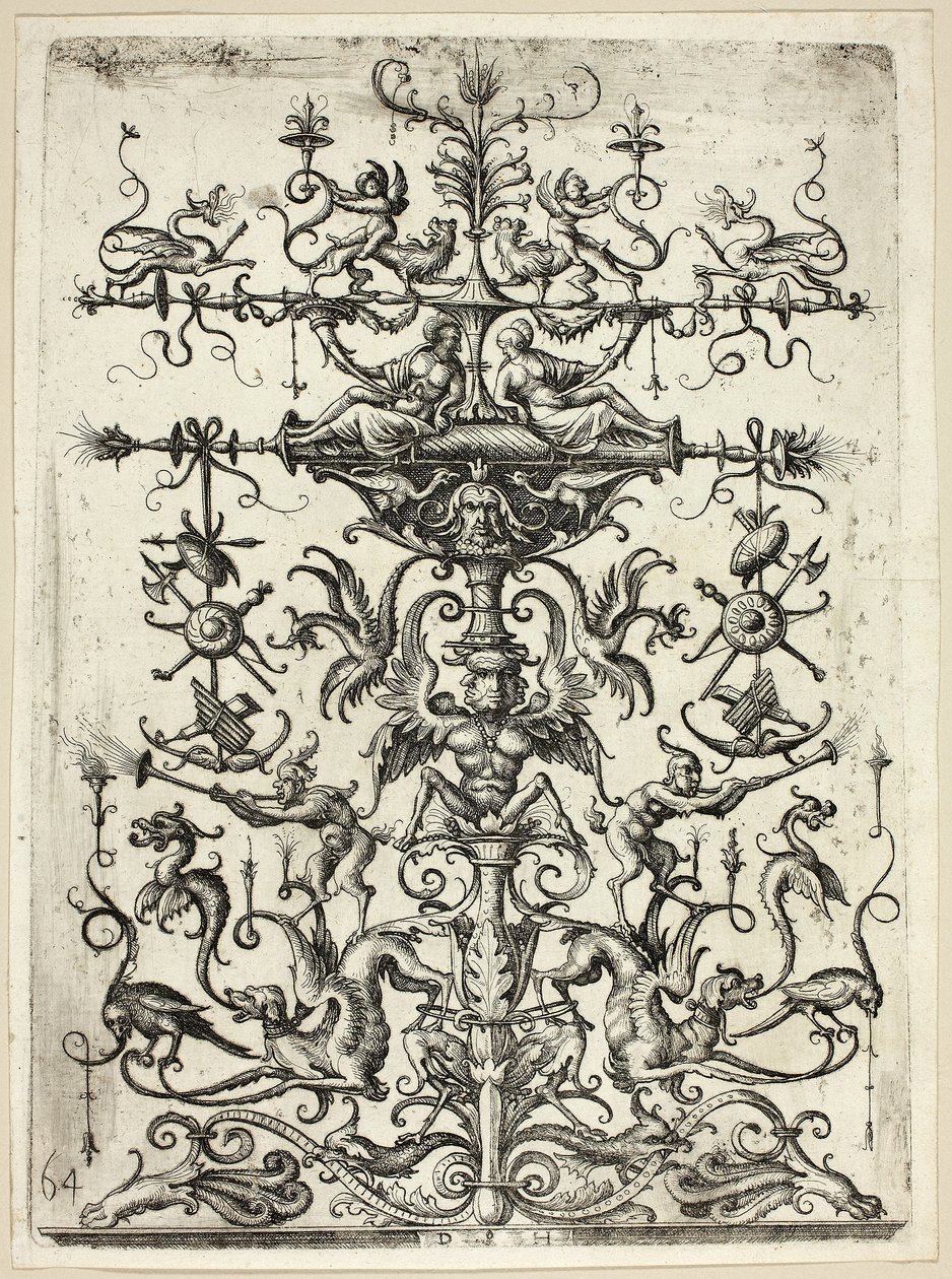 Ornament z arabeskami, 1526/30, druk 1684 autorstwa Daniel Hopfer