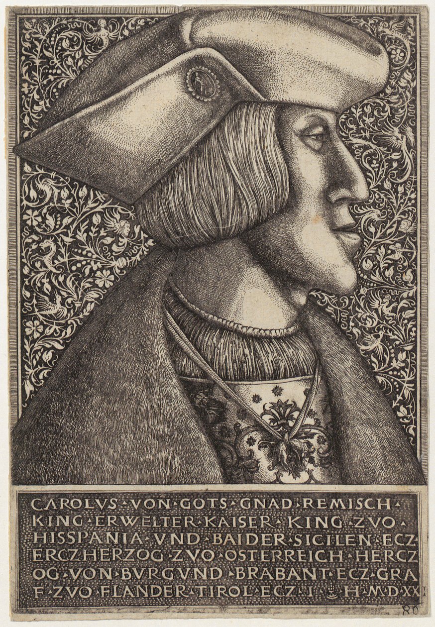 Portret cesarza Karola V, z „Opera Hopferiana [...]” autorstwa Daniel Hopfer