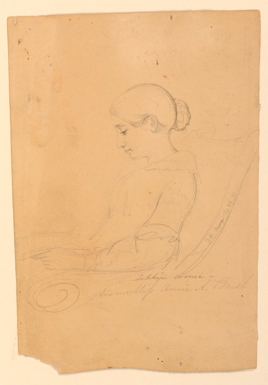 Rysunek, Annie A Brush, siedząca, 22 września 1841 r. autorstwa Daniel Huntington