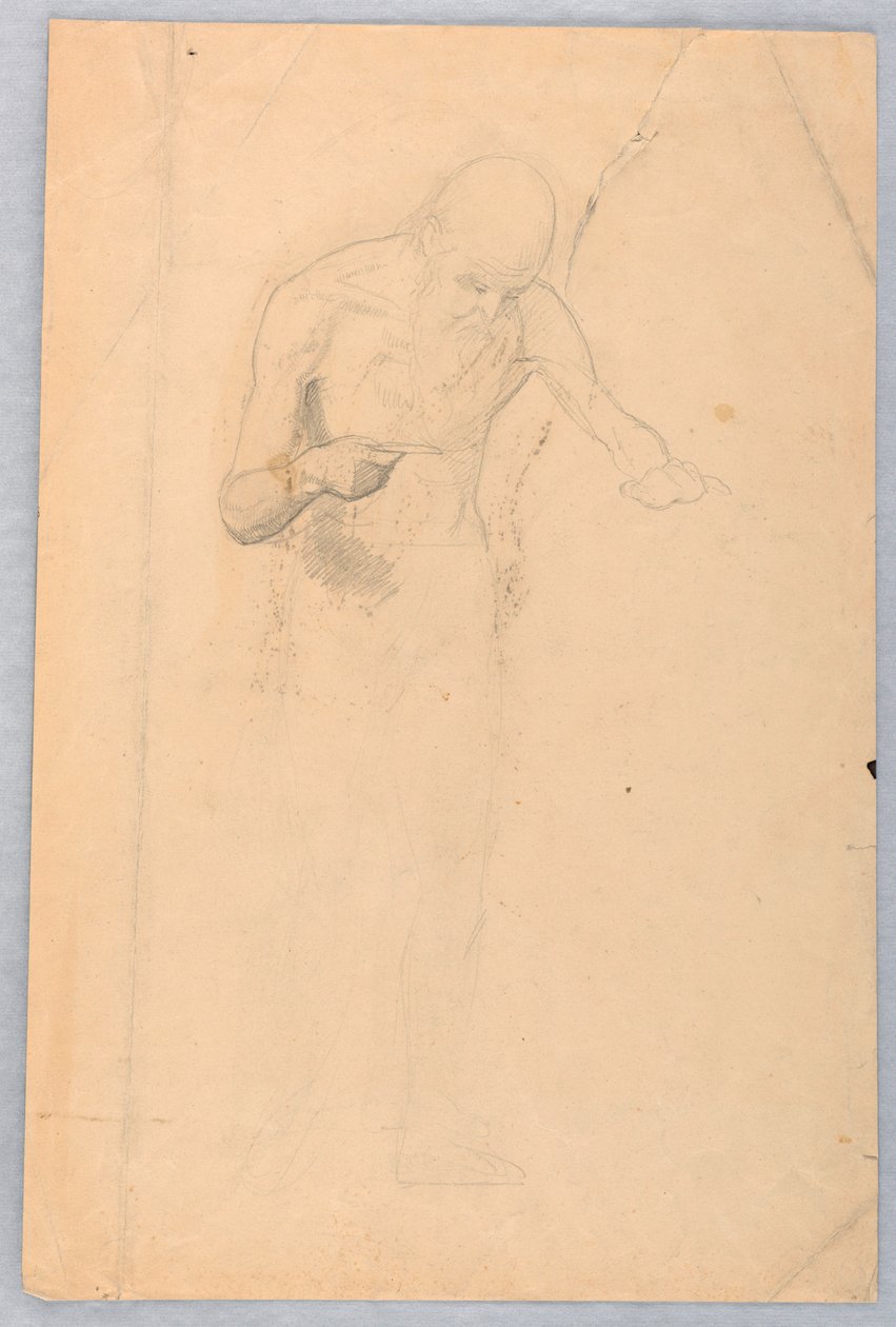 Rysunek, stojący brodaty mężczyzna, 1852 r. autorstwa Daniel Huntington