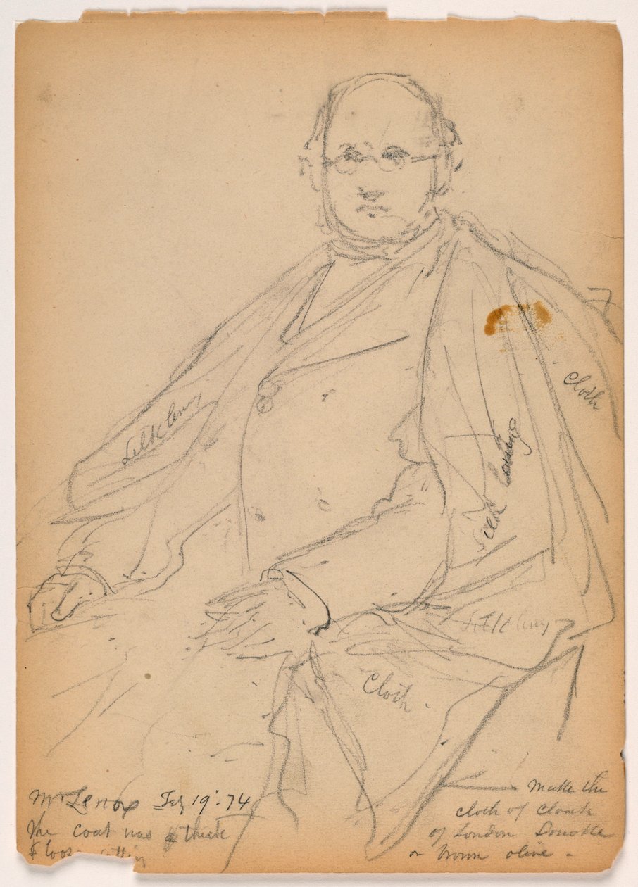 Rysunek, James Lenox w pozycji siedzącej, 19 lutego 1874 r. autorstwa Daniel Huntington