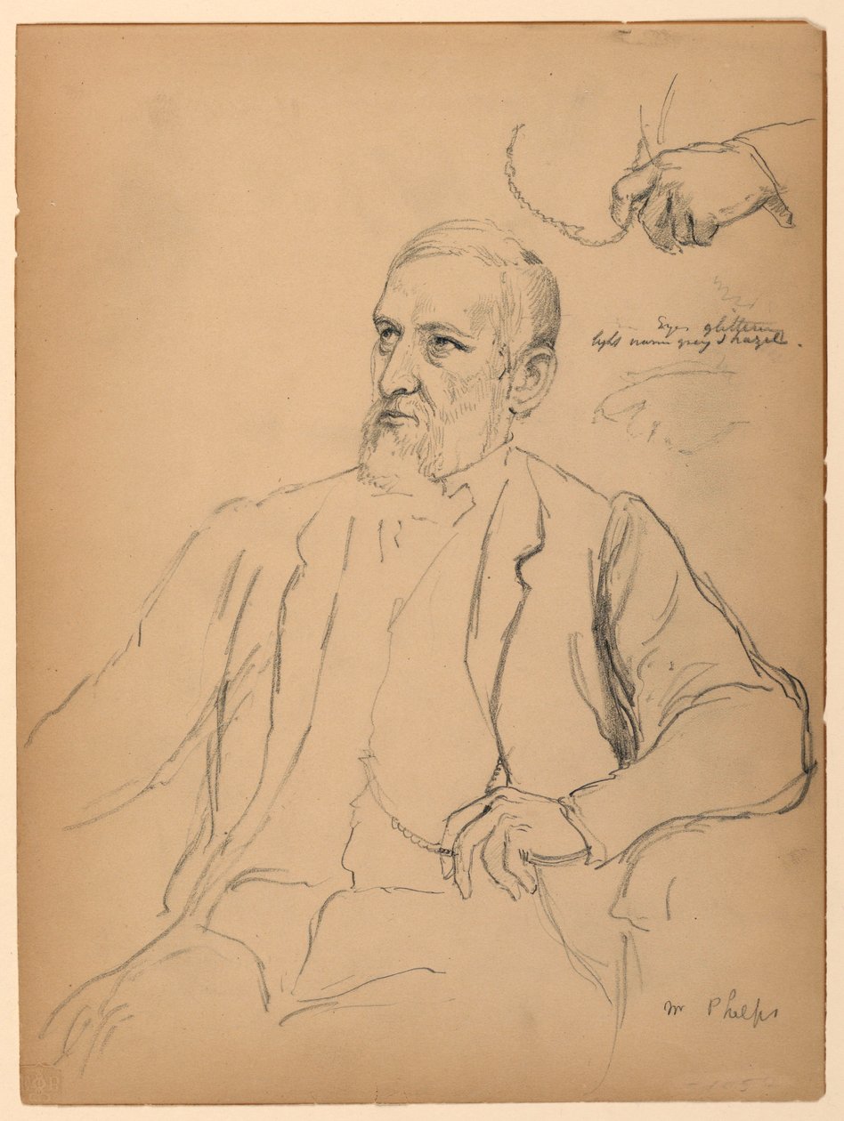 Rysunek, John Jay Phelps w pozycji siedzącej, S, 1863 r. autorstwa Daniel Huntington