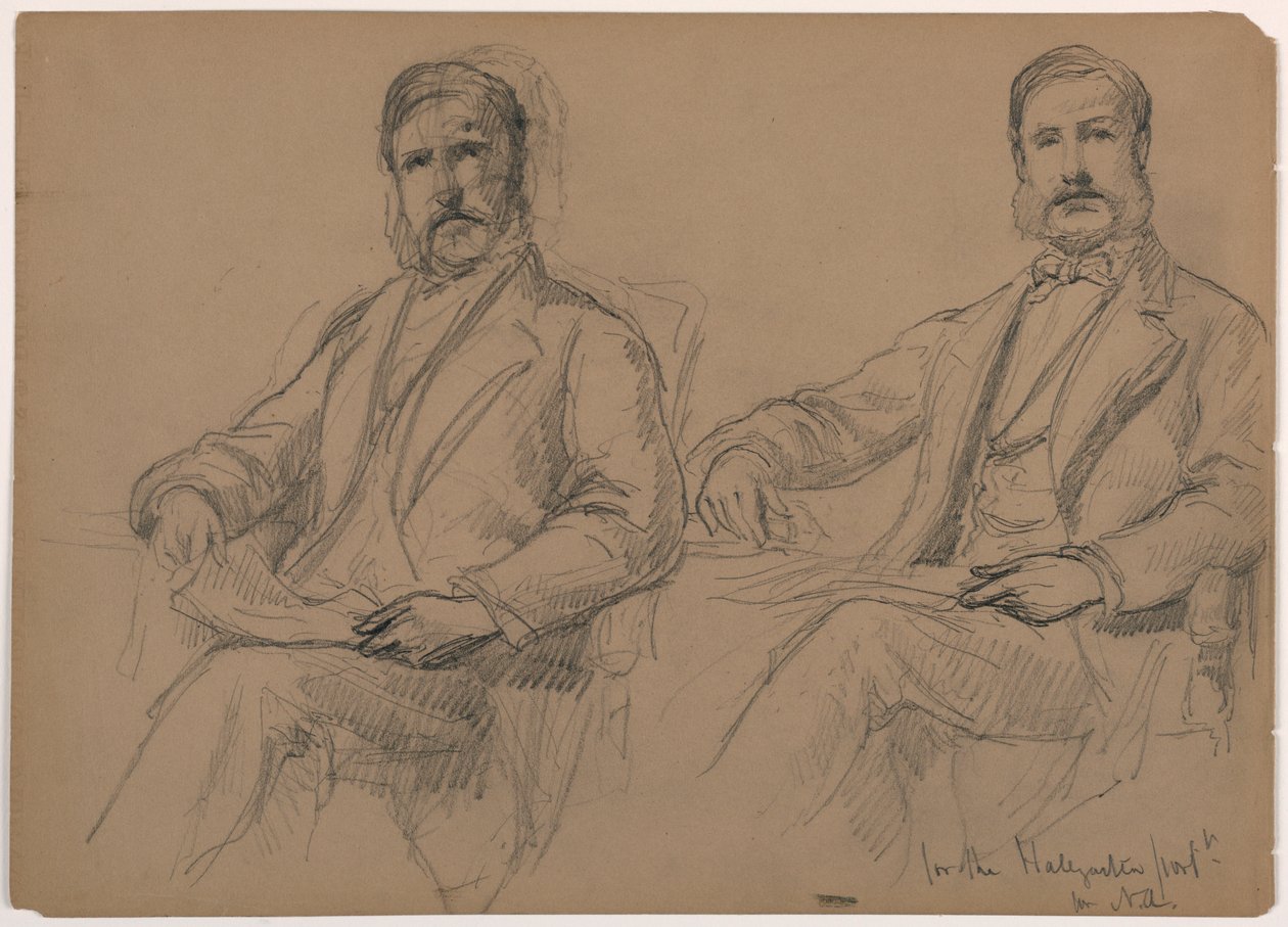 Rysunek, Julius Hallgarten siedzący, dwa studia; Verso: Pan Hunt stojący, 1884 r. autorstwa Daniel Huntington