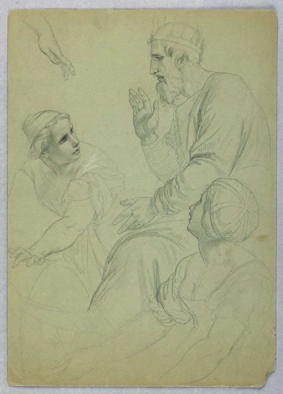 Rysunek Król i dwie kobiety, Separ, ok. 1845 r. autorstwa Daniel Huntington