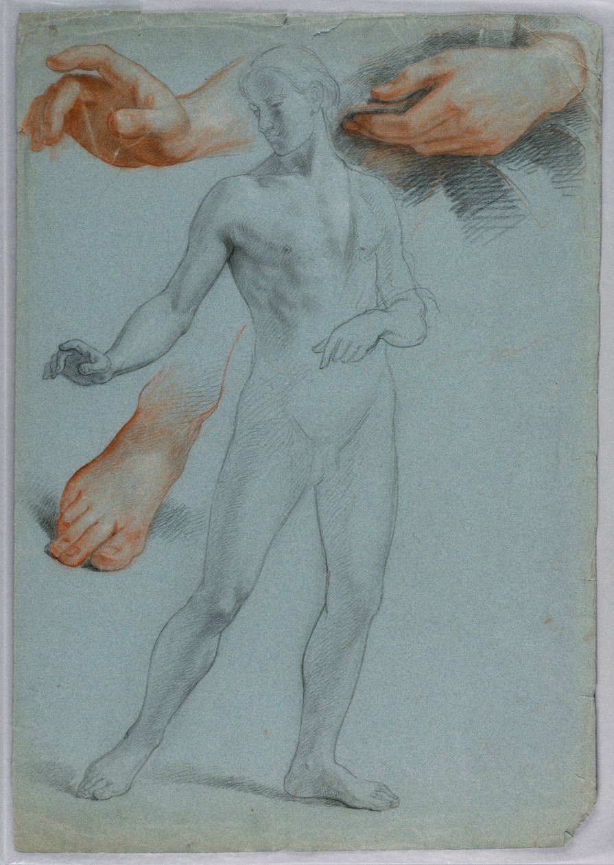 Rysunek, Akt męski stojący, Separ, 1858 autorstwa Daniel Huntington