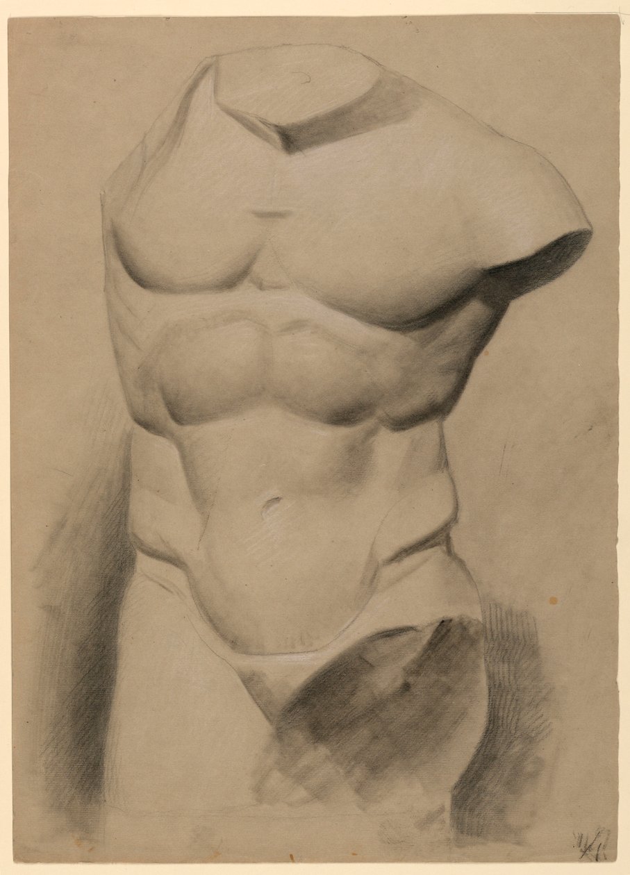 Rysunek męskiego torsu z gipsu, 1840 r. autorstwa Daniel Huntington