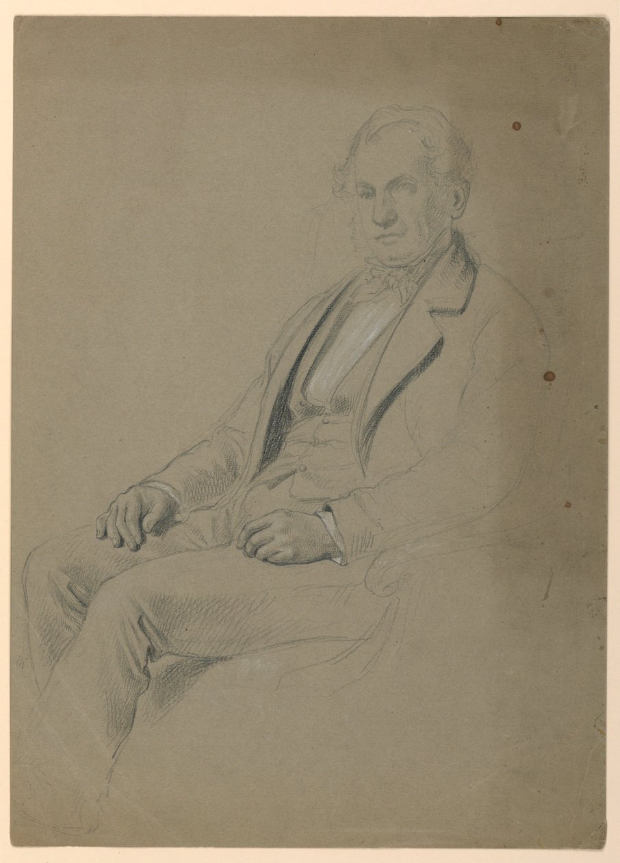 Rysunek, siedzący mężczyzna, 1860 autorstwa Daniel Huntington