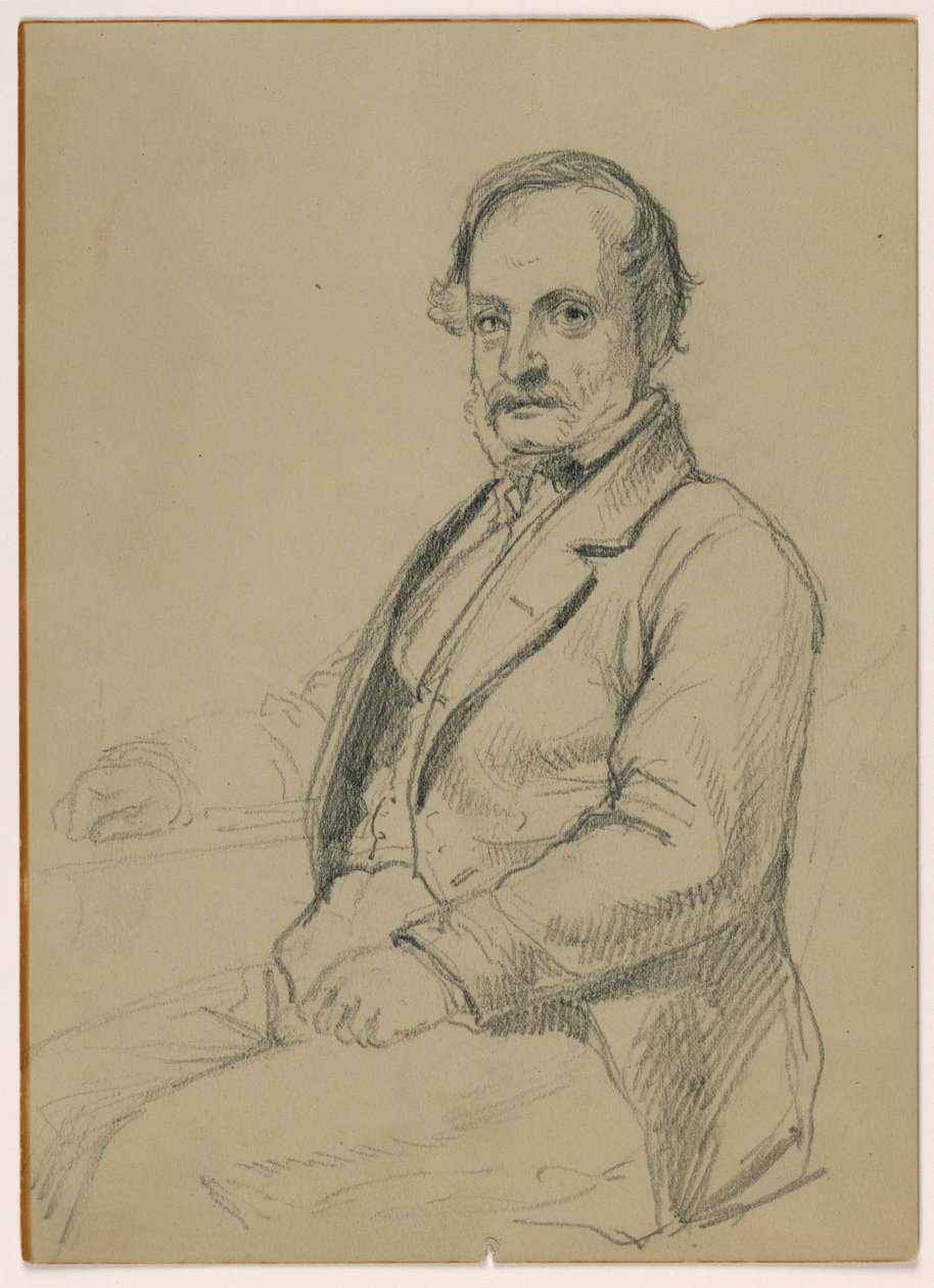 Rysunek przedstawiający siedzącego mężczyznę, ok. 1860 r. autorstwa Daniel Huntington