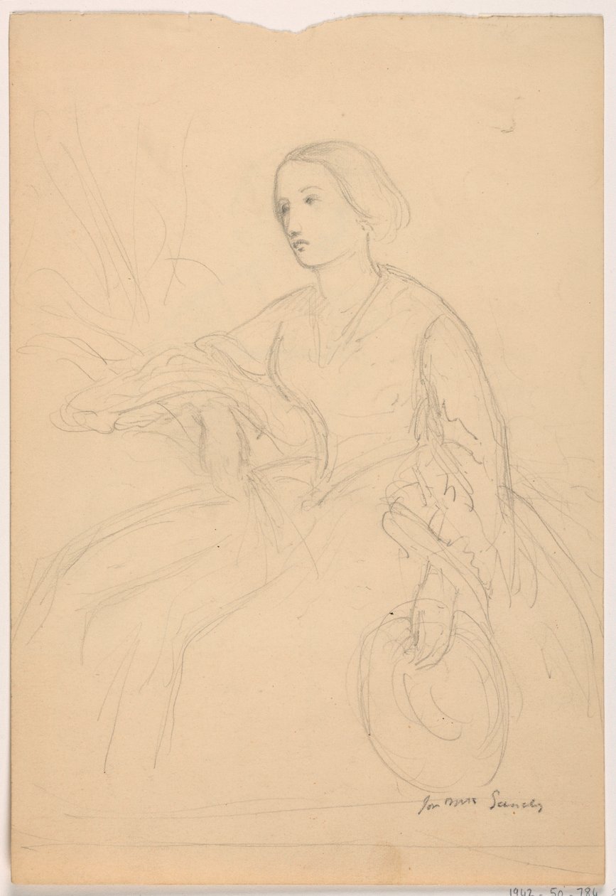 Rysunek, Pani Sheppard Gandy siedzi; Verso: Pani Sheppard Gandy siedzi, 1859 r. autorstwa Daniel Huntington