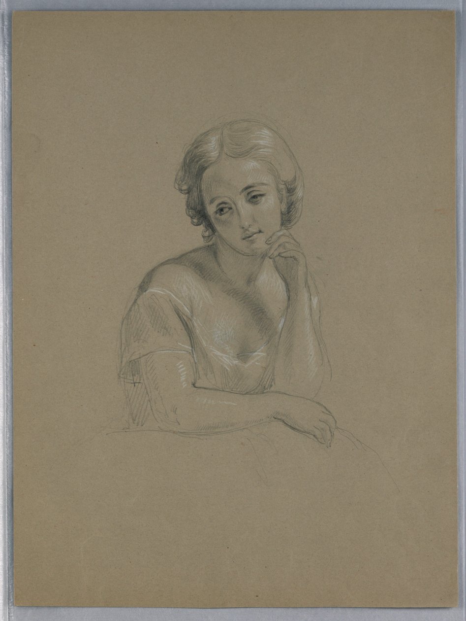 Rysunek, możliwe studium do filmu "Marth, 1860 autorstwa Daniel Huntington