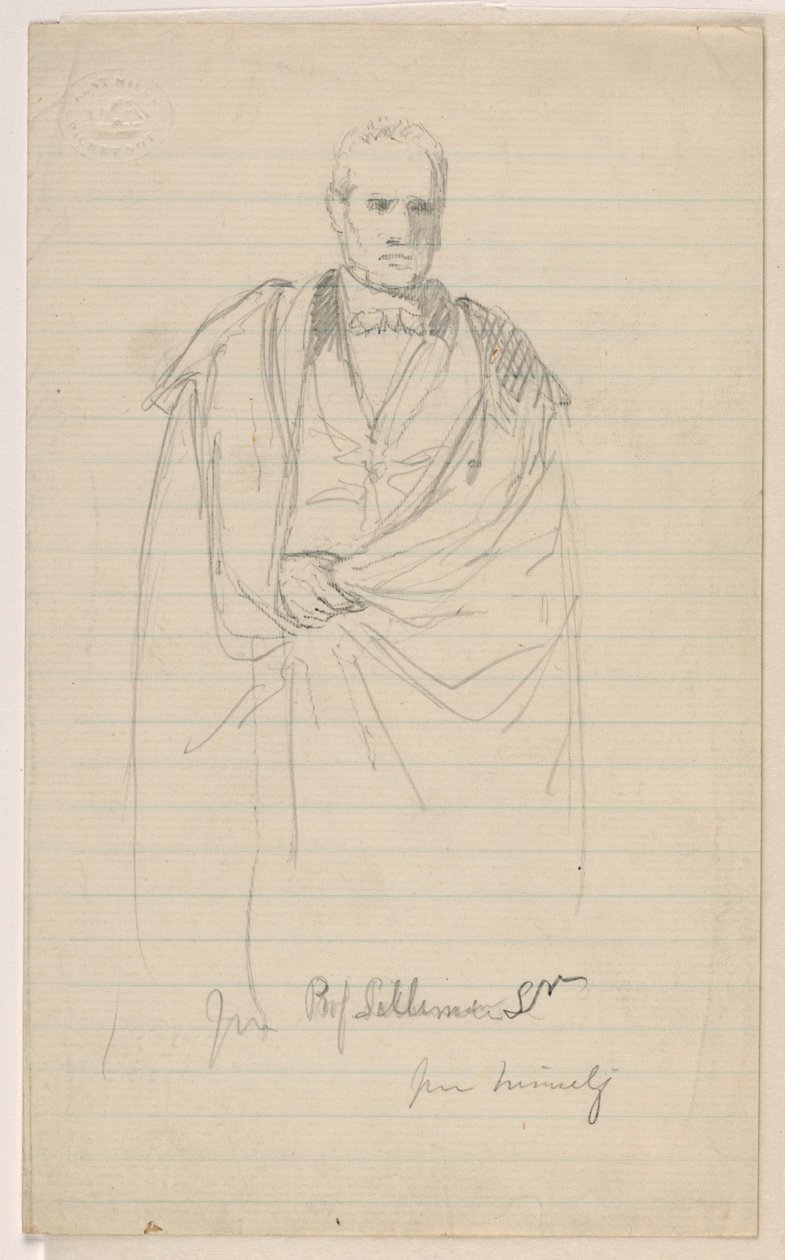 Rysunek, Prof. Benjamin Silliman, Sr. Stojący; po lewej: Prof. Benjamin Silliman, Sr. Siedzący, 1858 autorstwa Daniel Huntington