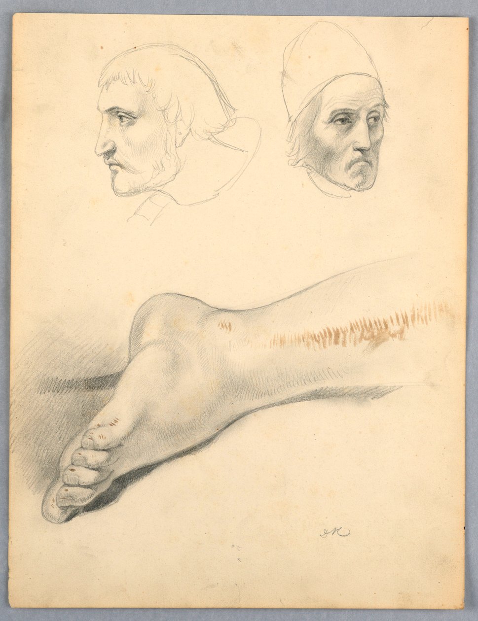Rysunek, prawa stopa i dwie głowy S, 1852 r. autorstwa Daniel Huntington