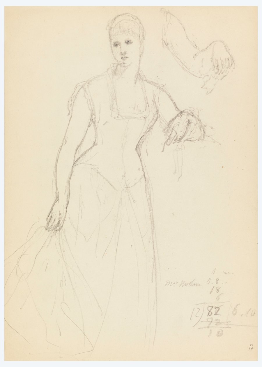 Rysunek, szkic do portretu Belli Worsham, 1878 r. autorstwa Daniel Huntington