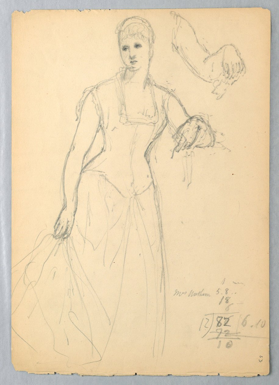 Rysunek, szkic do portretu Belli Worsham, 1878 r. autorstwa Daniel Huntington