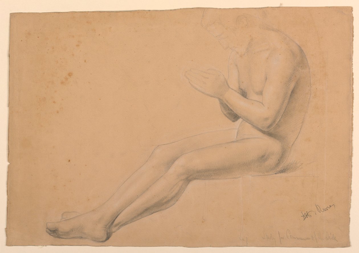 Rysunek, studium do "Komunii chorych", 1844-45 autorstwa Daniel Huntington